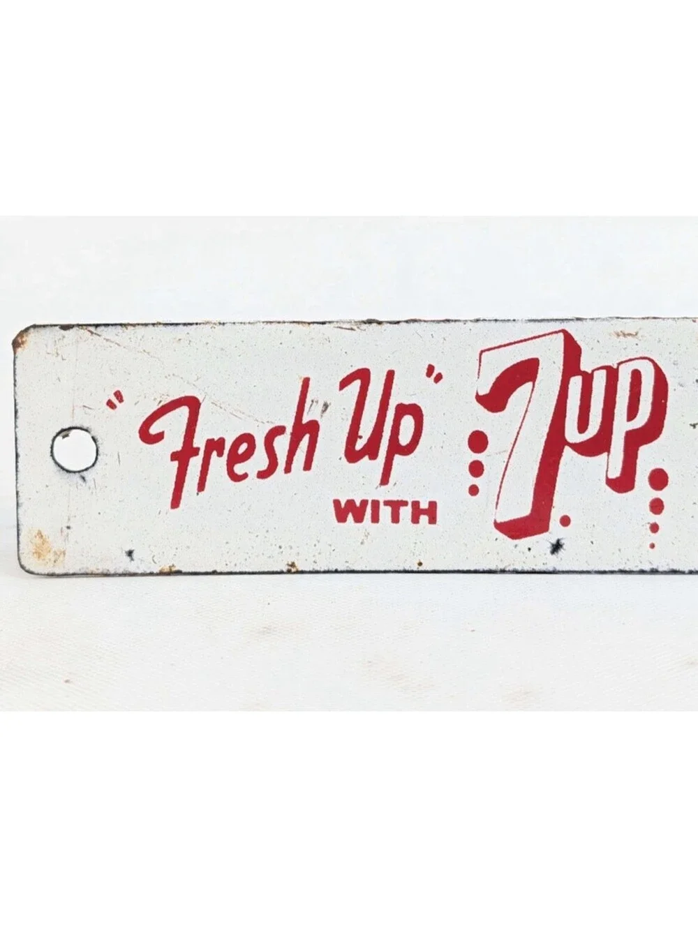 VINTAGE ROYAL CROWN COLA 7UP PORCELAIN METAL CRATE TAG SIGN 6